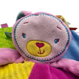 Taggies Baby Lovey Security Blanket With Plush Pink Bunny & Multi-Color Textures